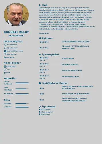 Gemi Kaptanı CV Örnekleri cv indir